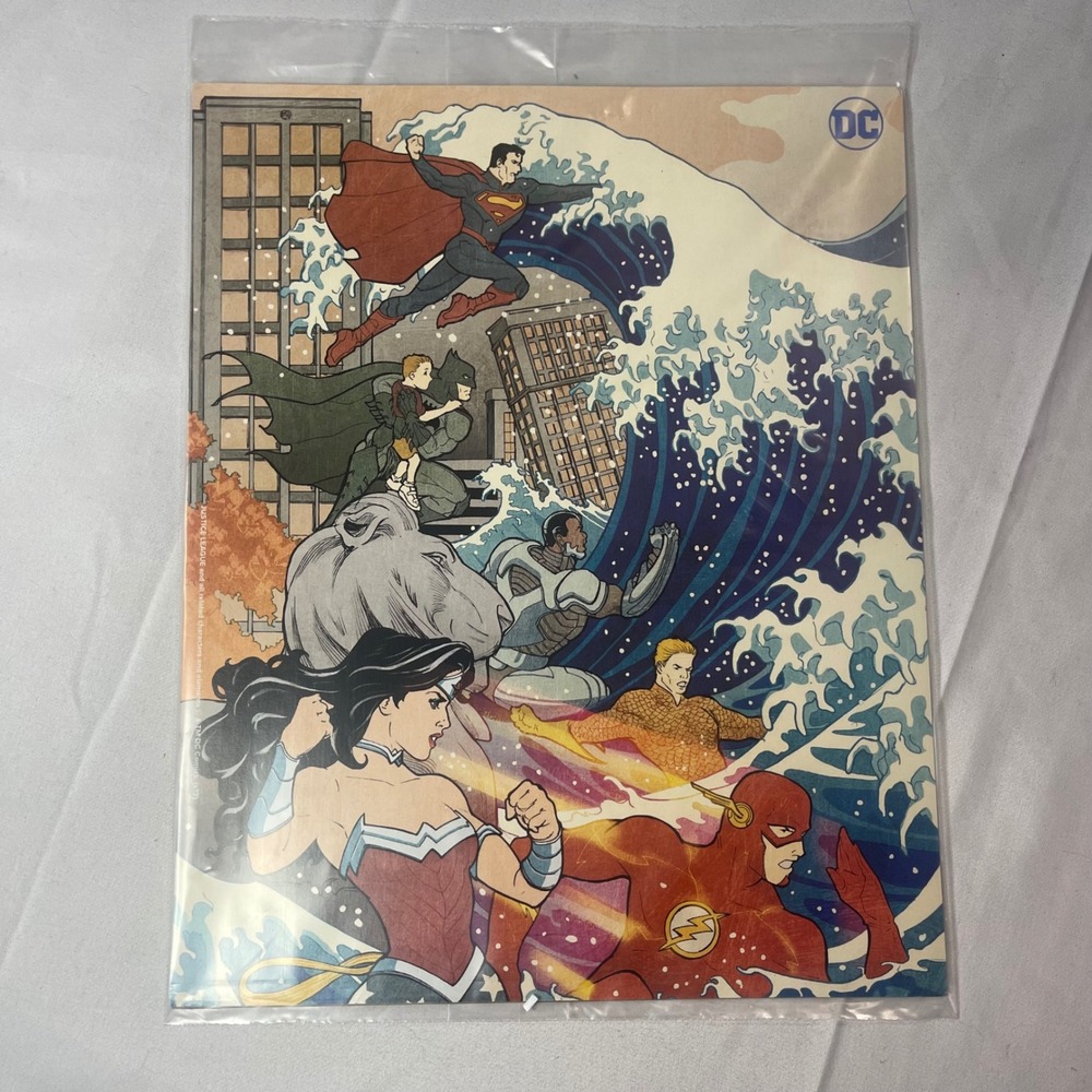 DC Comics Justice League Great Wave Hokusai Style Art Print SEALED NEW